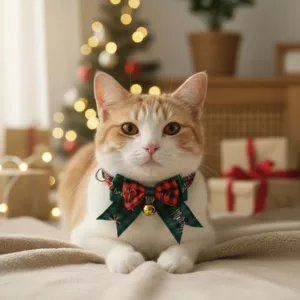 christmas cat collar bow tie