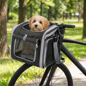 dog bike basket, dog bike carrier, dog bike seat, dog motorcycle carrier, pet bike carrier, dog attachment for bike
