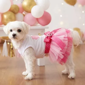 Cute Fancy Dog Party Dress with Tulle Skirt