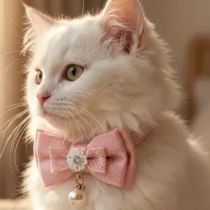 Lovely Pink Bow Cat Collar