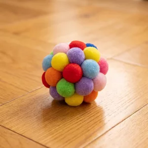 Colourful Nylon Plush Ball Interactive Toy for Cats