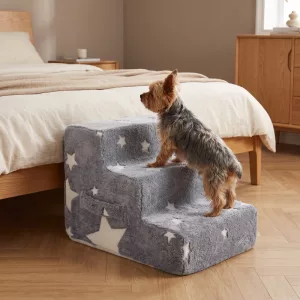 3-Step Soft Dog Stairs Glow-in-the-Dark Bed Ramp