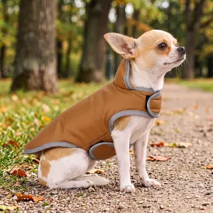 Warm Reversible Dog Fleece Jacket Waterproof Reflective Coat with High Collar
