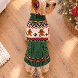 Cute Warm Christmas Sweater Soft High-Neck Pullover for Dogs