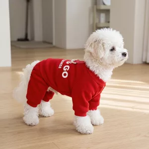 Stylish Warm Dog Onesies Soft Pet Jumpsuit with D-Ring